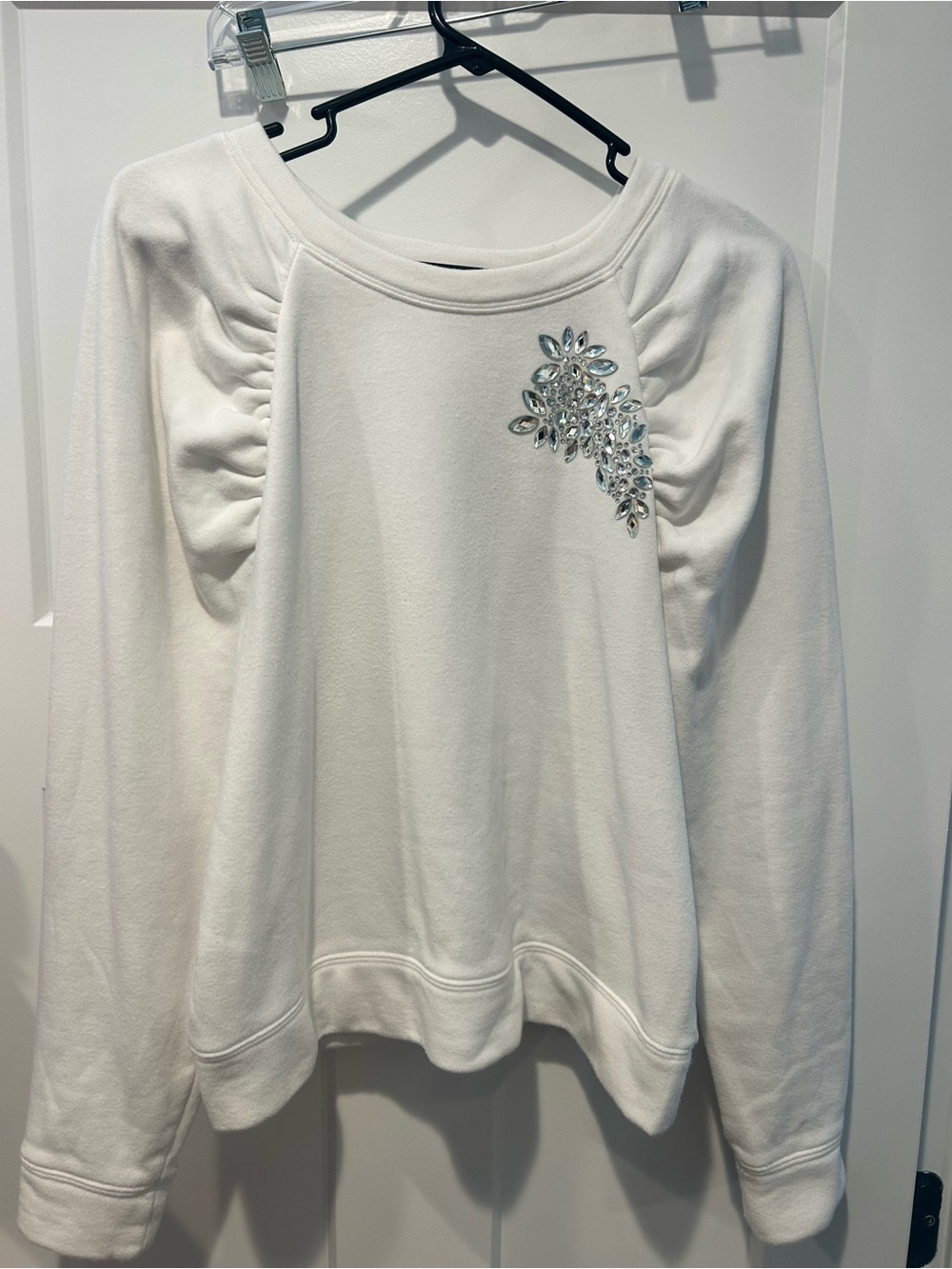 Express Women's White Embellished Sweatshirt